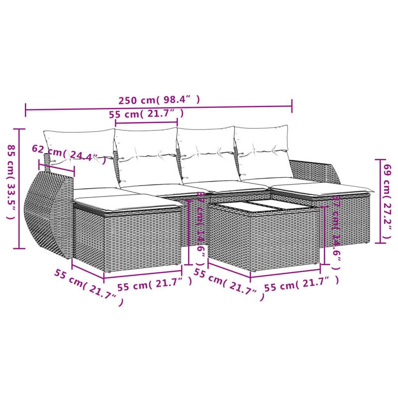 7 Piece Garden Sofa Set with Cushions Grey Poly Rattan Payday Deals