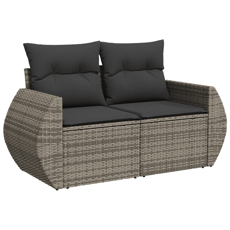 7 Piece Garden Sofa Set with Cushions Grey Poly Rattan Payday Deals