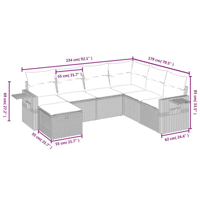 7 Piece Garden Sofa Set with Cushions Grey Poly Rattan Payday Deals