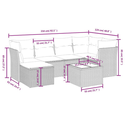 7 Piece Garden Sofa Set with Cushions Grey Poly Rattan Payday Deals