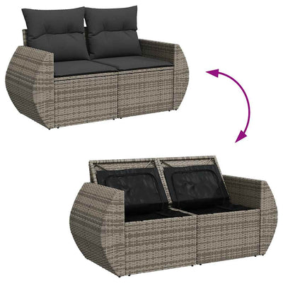 7 Piece Garden Sofa Set with Cushions Grey Poly Rattan Payday Deals