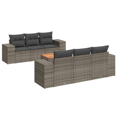 7 Piece Garden Sofa Set with Cushions Grey Poly Rattan Payday Deals