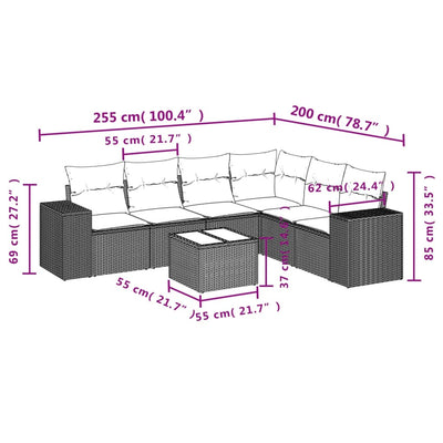 7 Piece Garden Sofa Set with Cushions Grey Poly Rattan Payday Deals