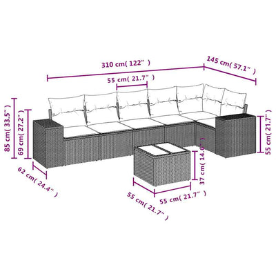 7 Piece Garden Sofa Set with Cushions Grey Poly Rattan Payday Deals