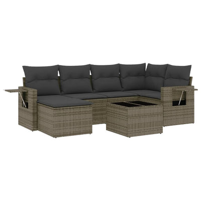 7 Piece Garden Sofa Set with Cushions Grey Poly Rattan Payday Deals