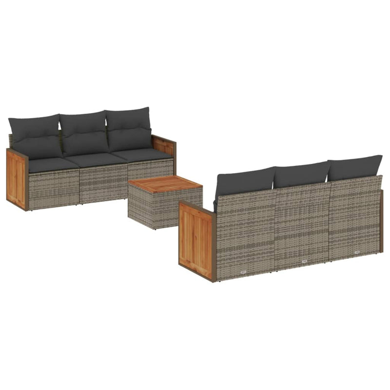 7 Piece Garden Sofa Set with Cushions Grey Poly Rattan Payday Deals