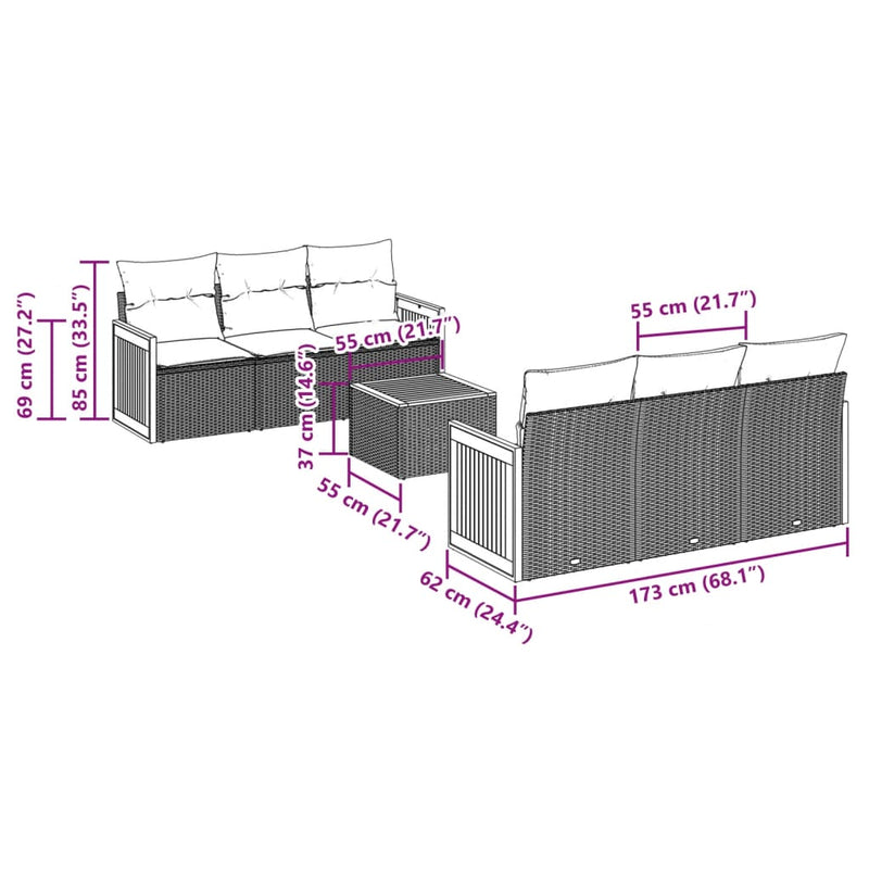 7 Piece Garden Sofa Set with Cushions Grey Poly Rattan Payday Deals