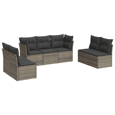 7 Piece Garden Sofa Set with Cushions Grey Poly Rattan Payday Deals