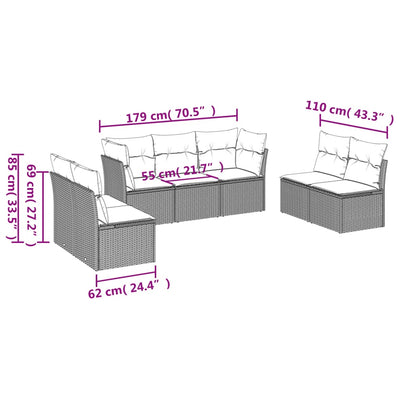 7 Piece Garden Sofa Set with Cushions Grey Poly Rattan Payday Deals