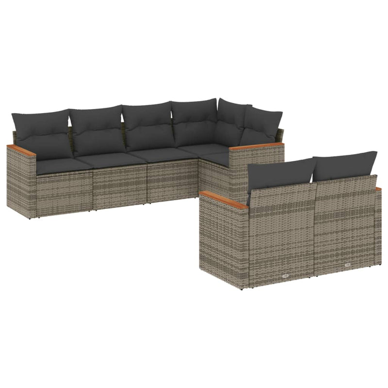 7 Piece Garden Sofa Set with Cushions Grey Poly Rattan Payday Deals