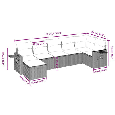 7 Piece Garden Sofa Set with Cushions Grey Poly Rattan Payday Deals