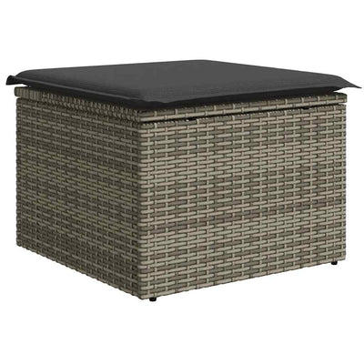 7 Piece Garden Sofa Set with Cushions Grey Poly Rattan Acacia Payday Deals