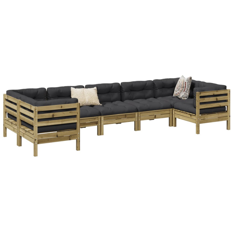 7 Piece Garden Sofa Set with Cushions Impregnated Wood Pine Payday Deals