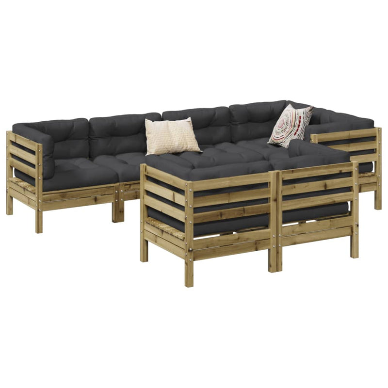 7 Piece Garden Sofa Set with Cushions Impregnated Wood Pine Payday Deals