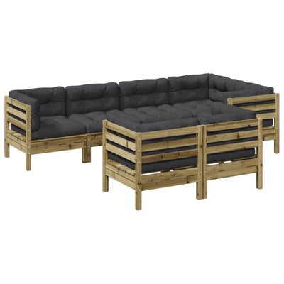 7 Piece Garden Sofa Set with Cushions Impregnated Wood Pine Payday Deals