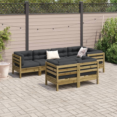 7 Piece Garden Sofa Set with Cushions Impregnated Wood Pine Payday Deals