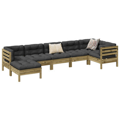 7 Piece Garden Sofa Set with Cushions Impregnated Wood Pine Payday Deals