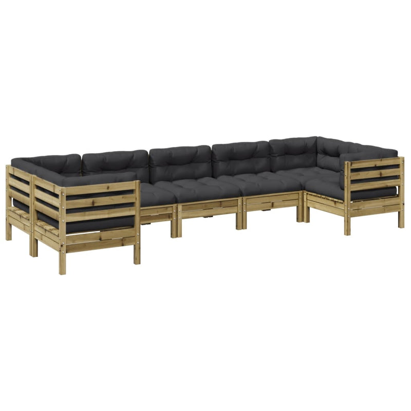 7 Piece Garden Sofa Set with Cushions Impregnated Wood Pine Payday Deals