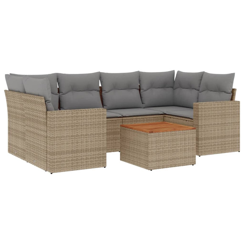 7 Piece Garden Sofa Set with Cushions Mix Beige Poly Rattan Payday Deals