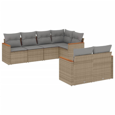 7 Piece Garden Sofa Set with Cushions Mix Beige Poly Rattan Payday Deals