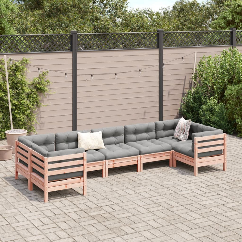 7 Piece Garden Sofa Set with Cushions Solid Wood Douglas Fir Payday Deals