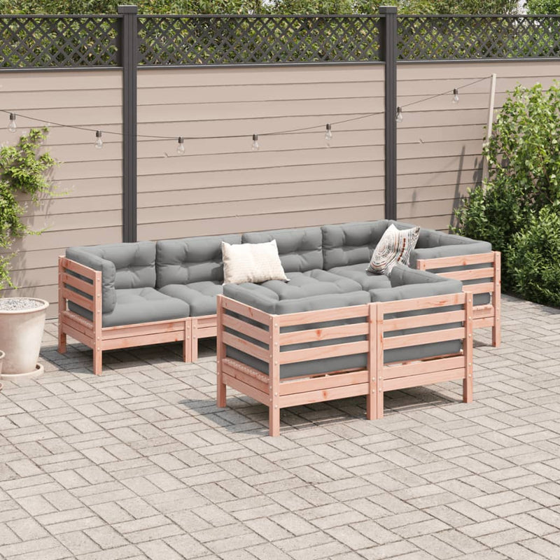 7 Piece Garden Sofa Set with Cushions Solid Wood Douglas Fir Payday Deals