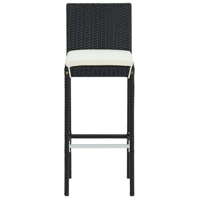 7 Piece Outdoor Bar Set with Cushions Poly Rattan Black Payday Deals