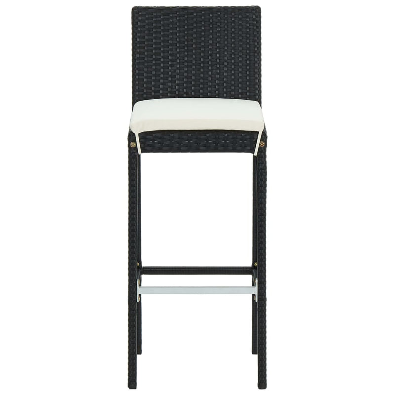 7 Piece Outdoor Bar Set with Cushions Poly Rattan Black Payday Deals