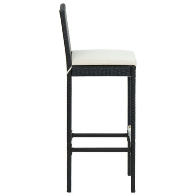 7 Piece Outdoor Bar Set with Cushions Poly Rattan Black Payday Deals