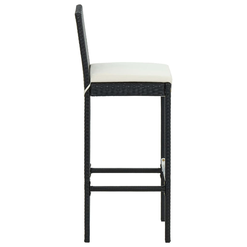 7 Piece Outdoor Bar Set with Cushions Poly Rattan Black Payday Deals