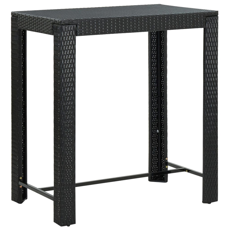 7 Piece Outdoor Bar Set with Cushions Poly Rattan Black Payday Deals