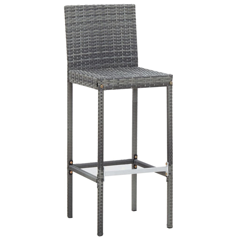 7 Piece Outdoor Bar Set with Cushions Poly Rattan Grey Payday Deals