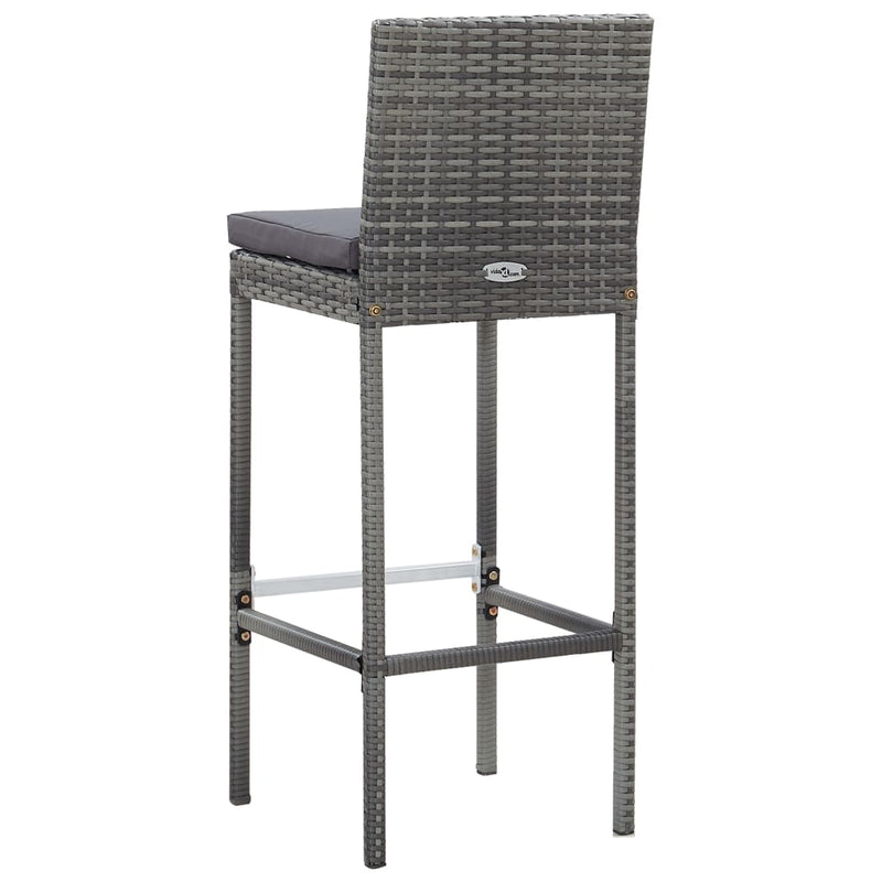 7 Piece Outdoor Bar Set with Cushions Poly Rattan Grey Payday Deals