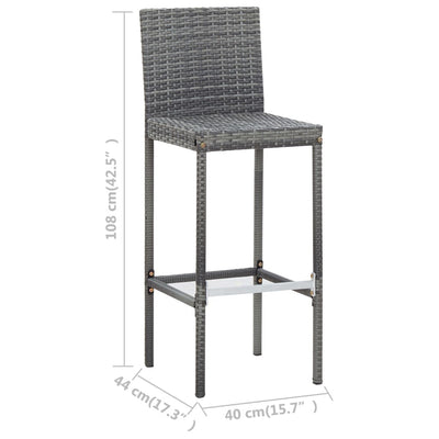 7 Piece Outdoor Bar Set with Cushions Poly Rattan Grey Payday Deals