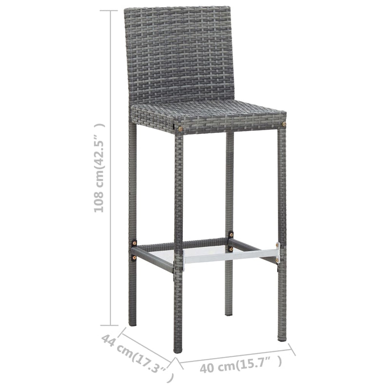 7 Piece Outdoor Bar Set with Cushions Poly Rattan Grey Payday Deals