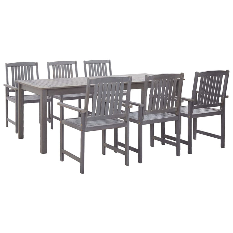 7 Piece Outdoor Dining Set Grey Solid Acacia Wood Payday Deals