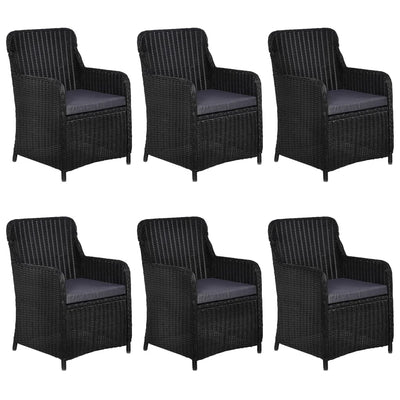 7 Piece Outdoor Dining Set Poly Rattan Black Payday Deals
