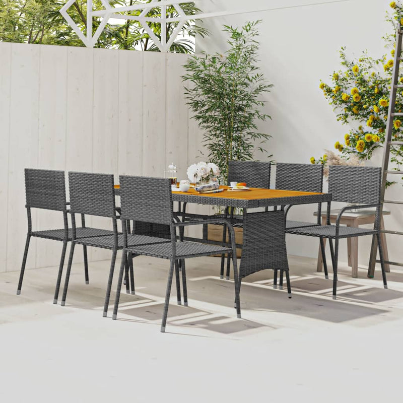 7 Piece Outdoor Dining Set Poly Rattan Grey Payday Deals