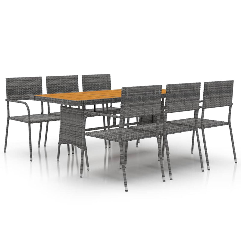 7 Piece Outdoor Dining Set Poly Rattan Grey Payday Deals