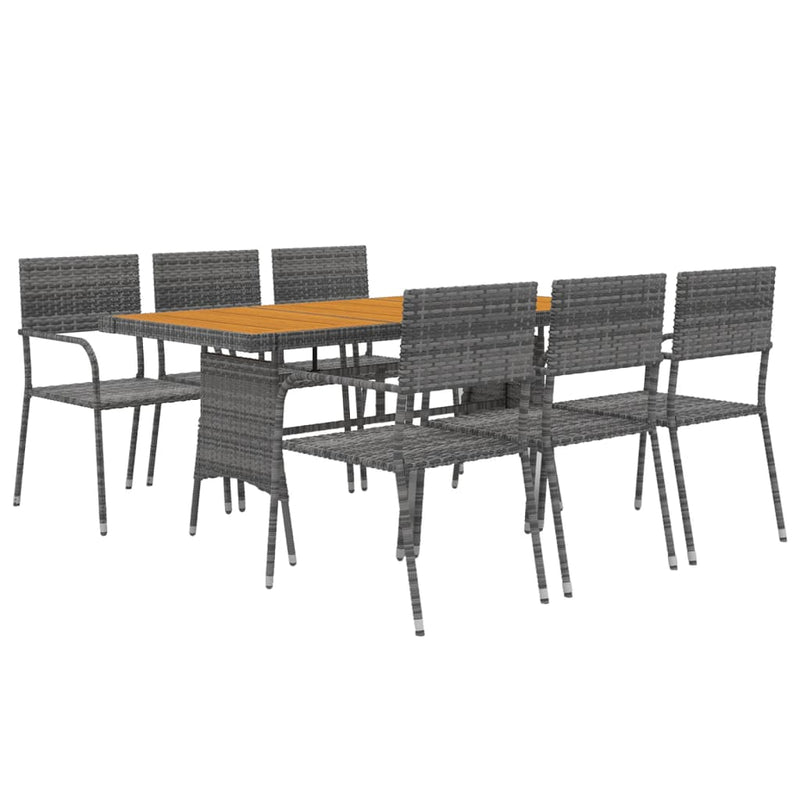 7 Piece Outdoor Dining Set Poly Rattan Grey Payday Deals