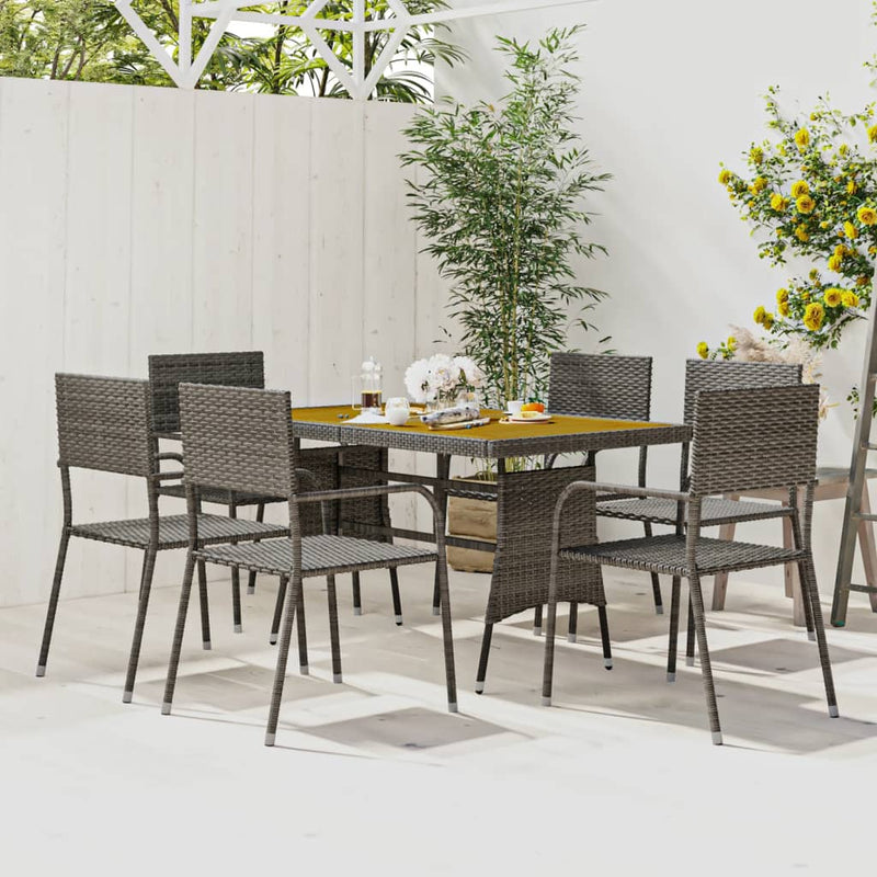 7 Piece Outdoor Dining Set Poly Rattan Grey Payday Deals
