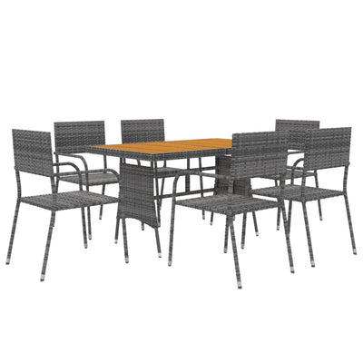 7 Piece Outdoor Dining Set Poly Rattan Grey Payday Deals