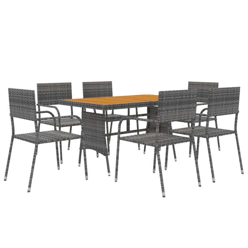 7 Piece Outdoor Dining Set Poly Rattan Grey Payday Deals
