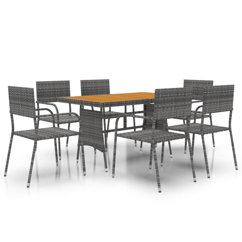 7 Piece Outdoor Dining Set Poly Rattan Grey Payday Deals