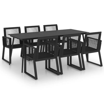 7 Piece Outdoor Dining Set PVC Rattan Black Payday Deals