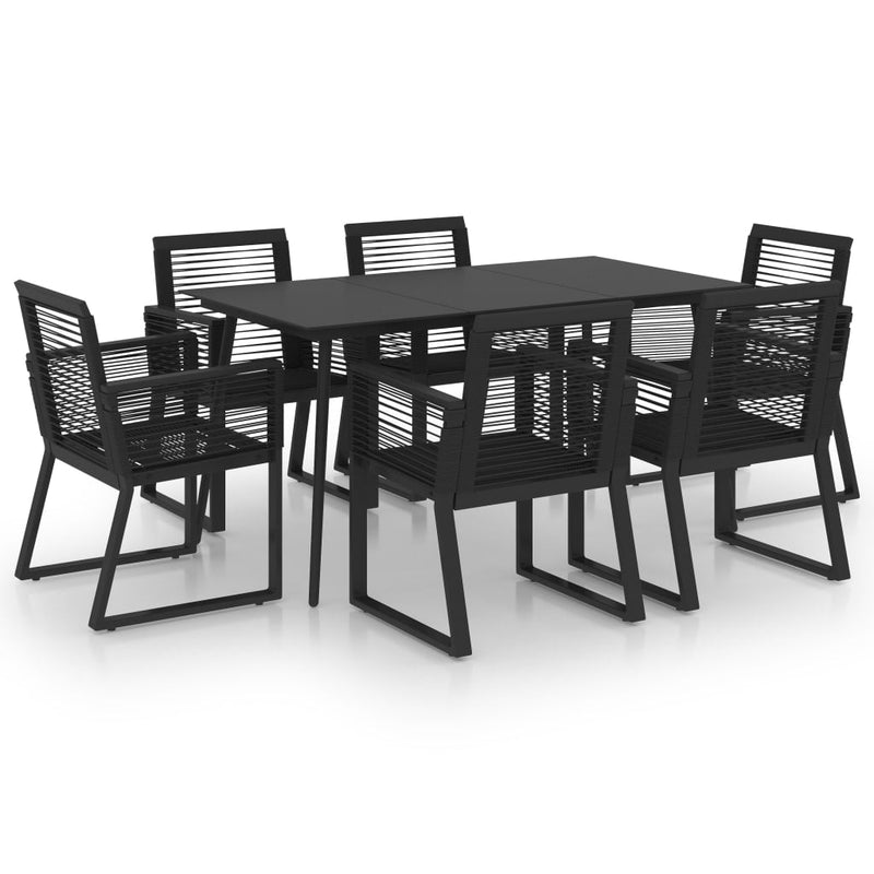 7 Piece Outdoor Dining Set PVC Rattan Black Payday Deals