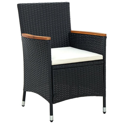 7 Piece Outdoor Dining Set with Cushions Poly Rattan Black Payday Deals