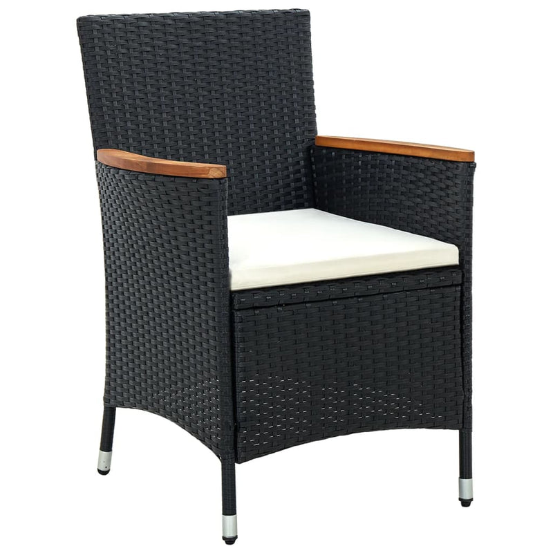 7 Piece Outdoor Dining Set with Cushions Poly Rattan Black Payday Deals