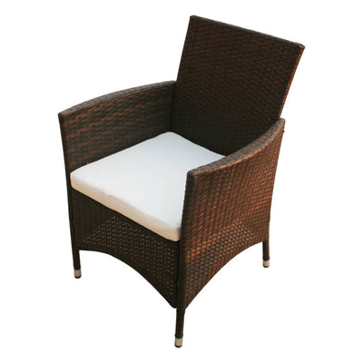 7 Piece Outdoor Dining Set with Cushions Poly Rattan Brown Payday Deals