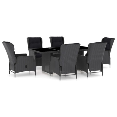 7 Piece Outdoor Dining Set with Cushions Poly Rattan Dark Grey Payday Deals